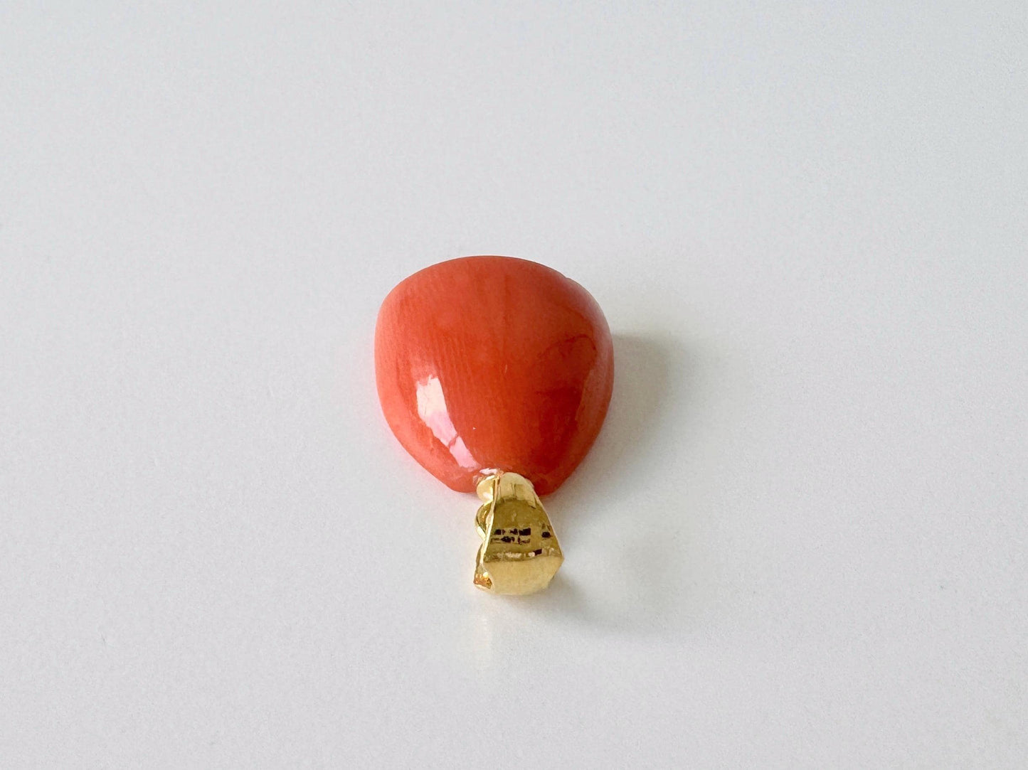 Orange Momo Coral Pendant - Natural Unique Shape Coral Jewelry - Silver Bail (Gold-Plated), Genuine Material, 13.4x13.7mm