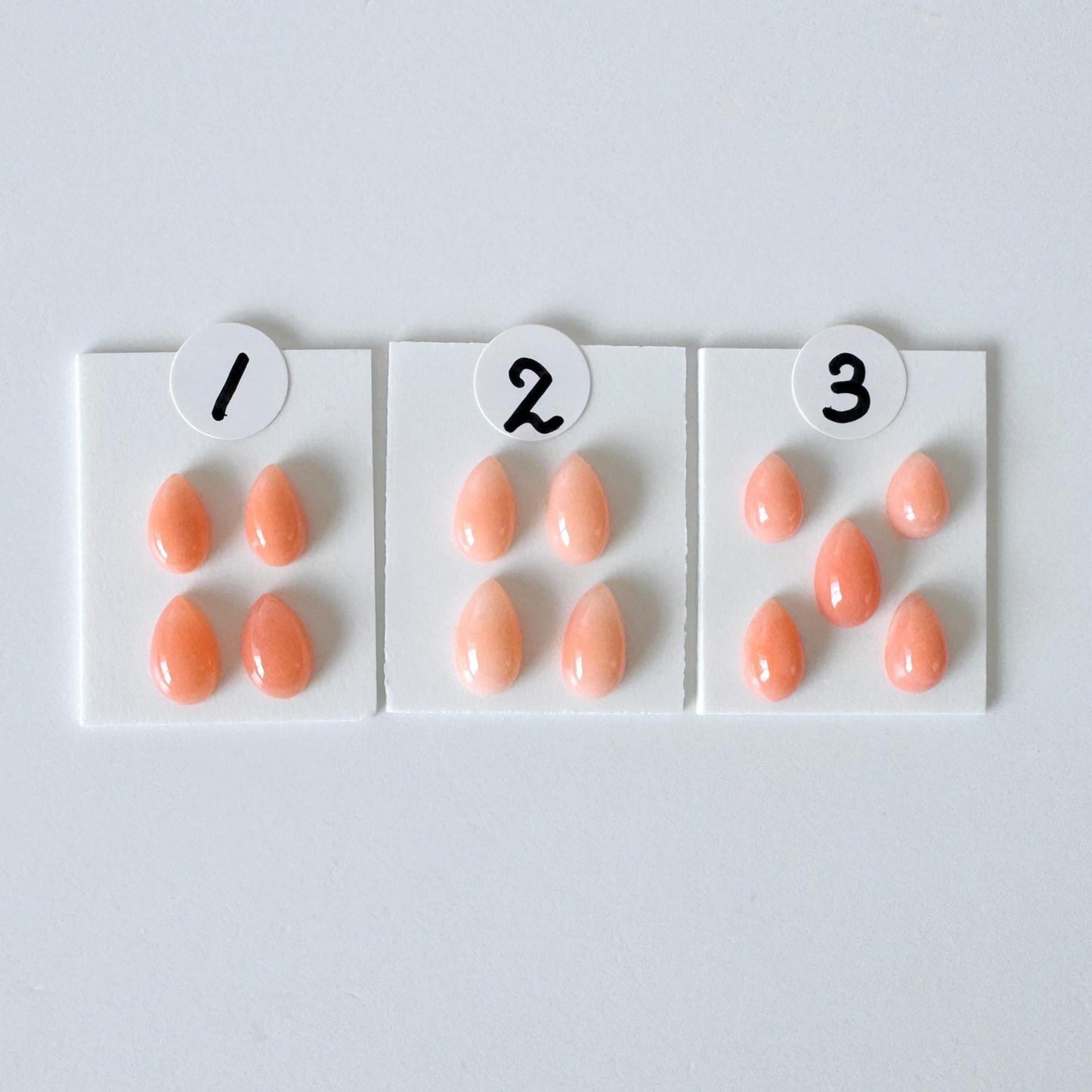 Deep Sea Coral, Pear Shaped Cabochons - Pink Orange | Back Hole | 6-7x4mm | 4-5Pc