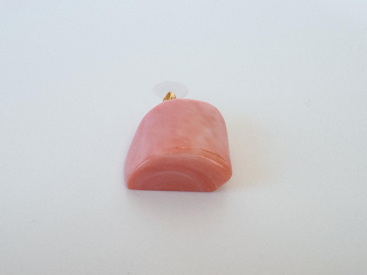 Natural Momo Coral Pendant: Japanese Pink Orange Coral, Gold-Plated Silver Bail