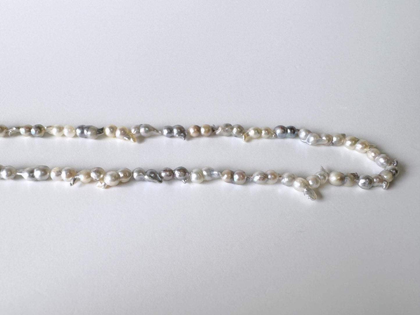 Japanese Akoya Pearl Twin Beads: Natural Blue Silver, 3x6-4x8mm, Cultured Saltwater Pearls | Full Strand 40cm, Genuine Jewelry Supplies
