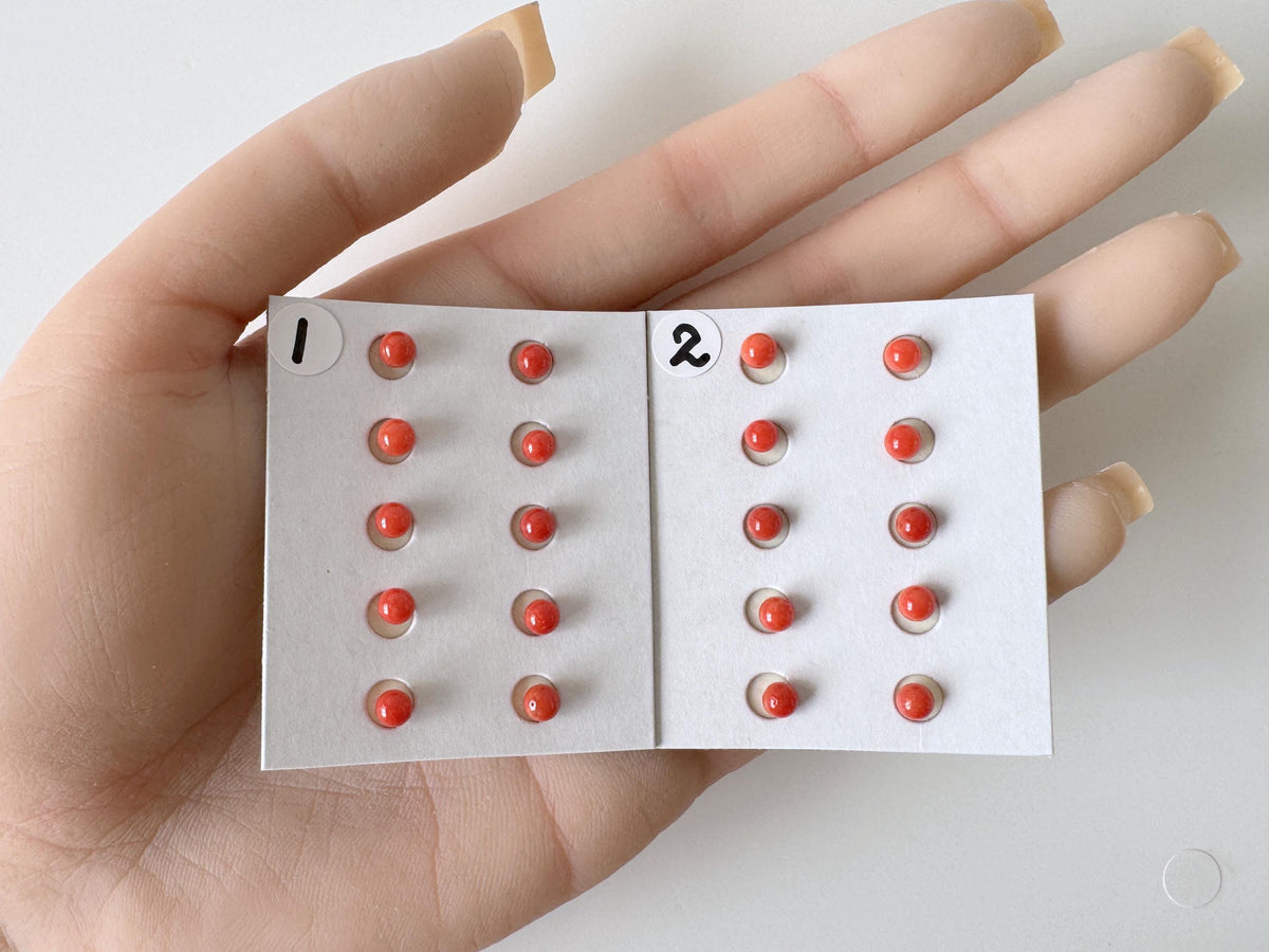 Mediterranean Red Coral Round Loose: Natural Gemstone Beads for Jewelry Making (3.7-4mm, Half-Drilled Hole, Set of 10)