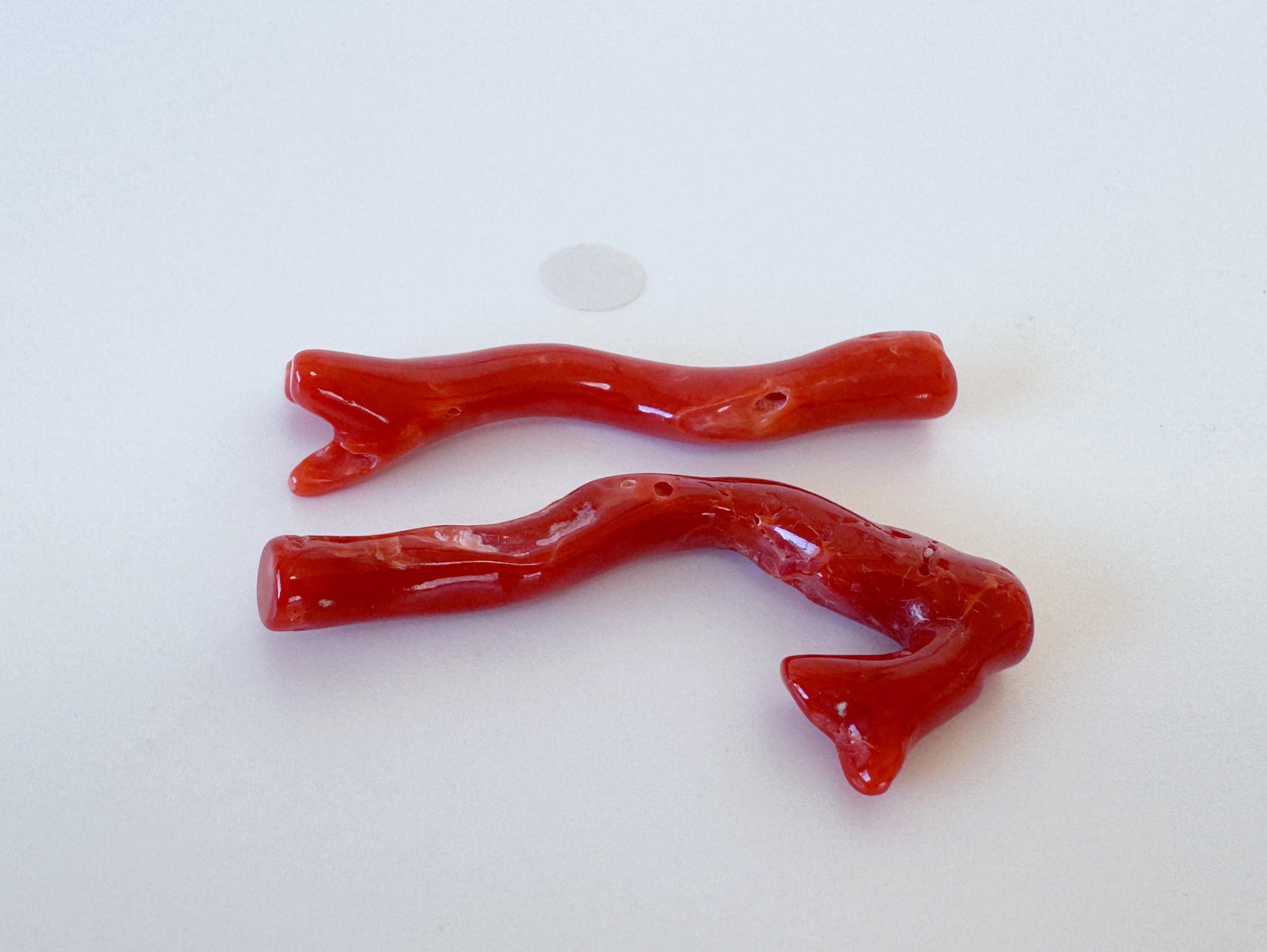 Red Coral Branch Set: Natural Aka Coral for Jewelry Making (41-44mm), Hole on Top