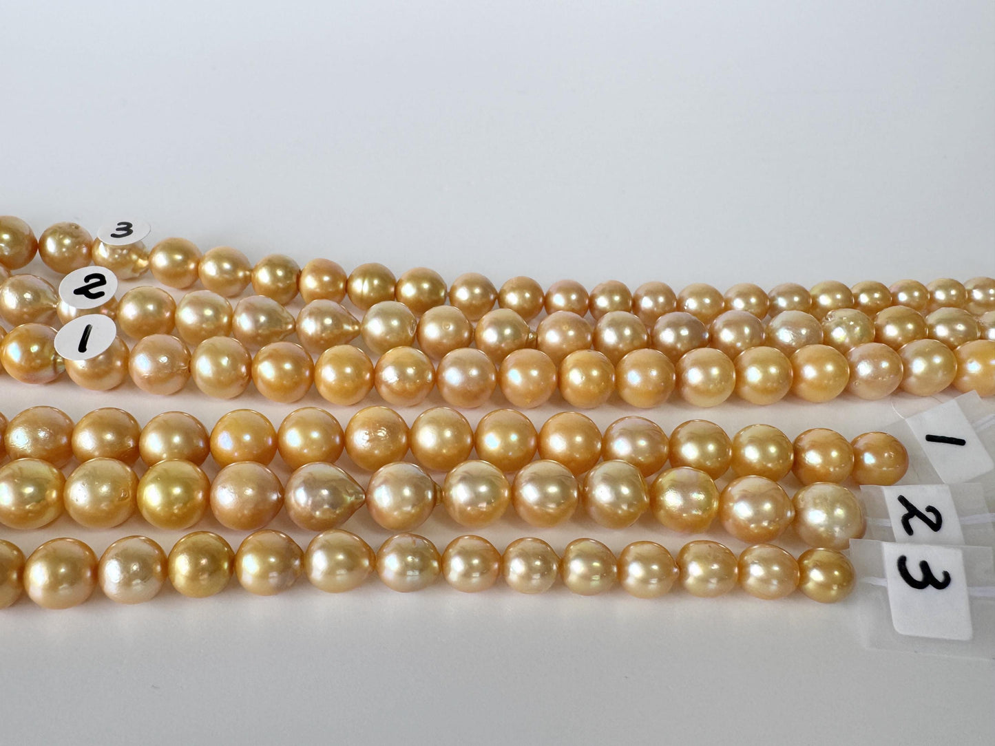 Japanese Akoya Golden Pearl Beads: Approx. 6-9mm Semi-Baroque, Color Treated | Full Strand 42cm, Saltwater Cultured Pearls