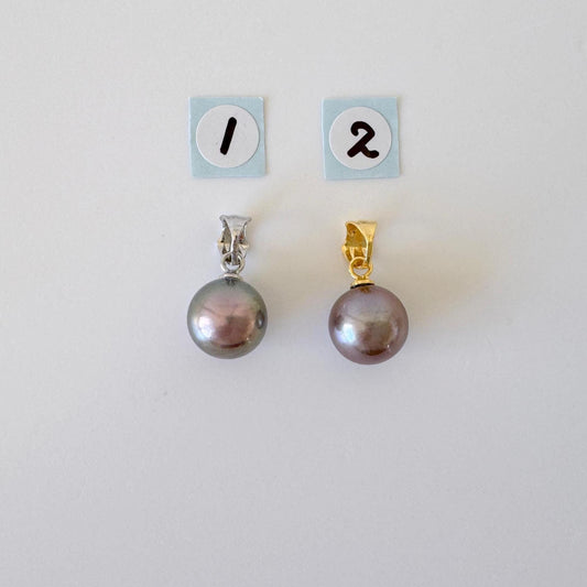 Japanese Black/Peacock Black Akoya Pearl Pendant, 9.5mm, Silver 925 Bail, Genuine Akoya Pearl, Salt water cultured pearl
