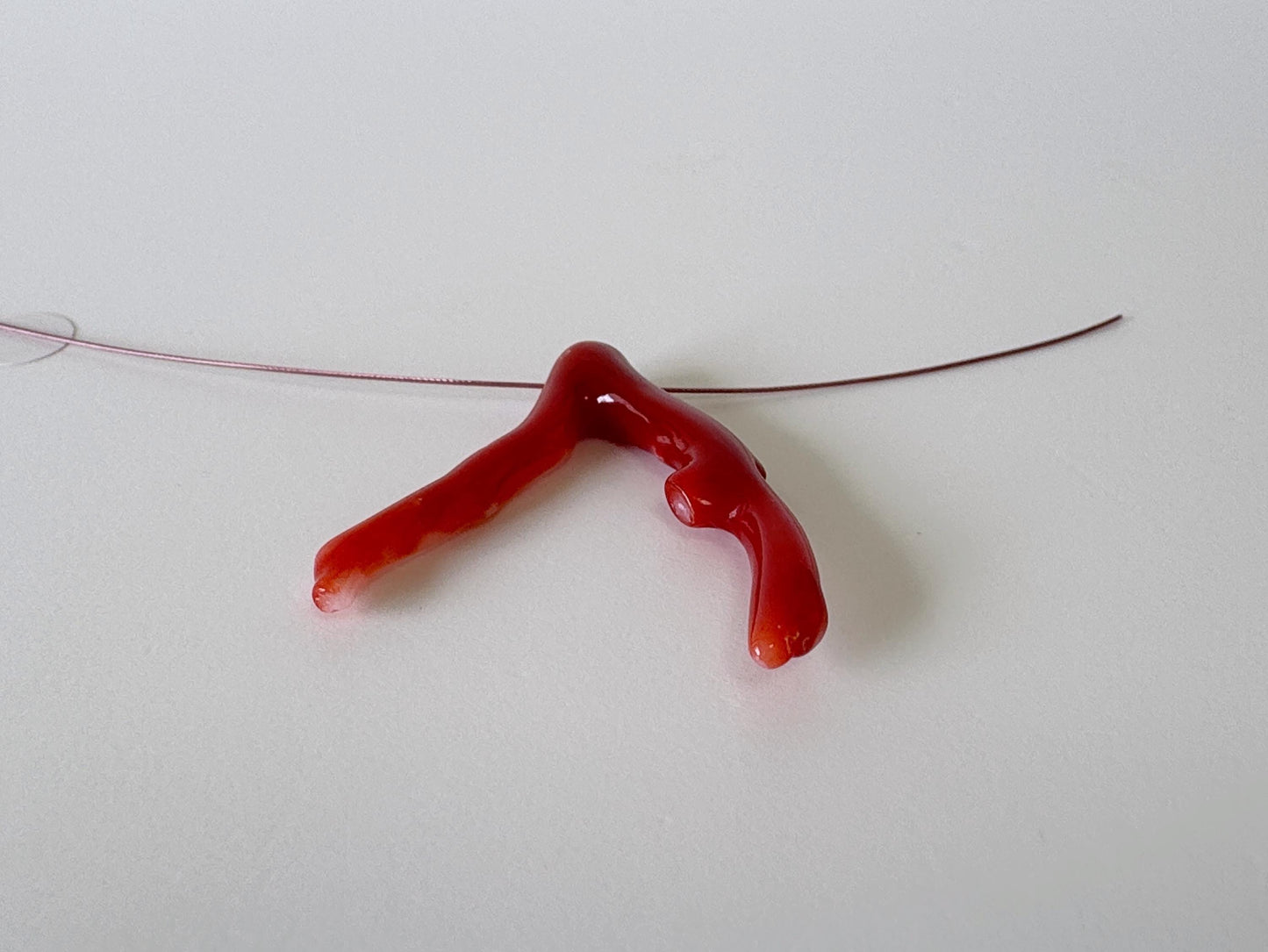 Japanese red(Aka) coral branch, 30mm, side full hole, natural red color coral for jewelry making