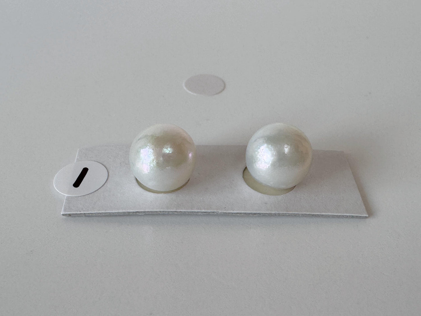 9.5mm Japanese Akoya Pearl Pair: Natural Light Blue Color, Half-Drilled
