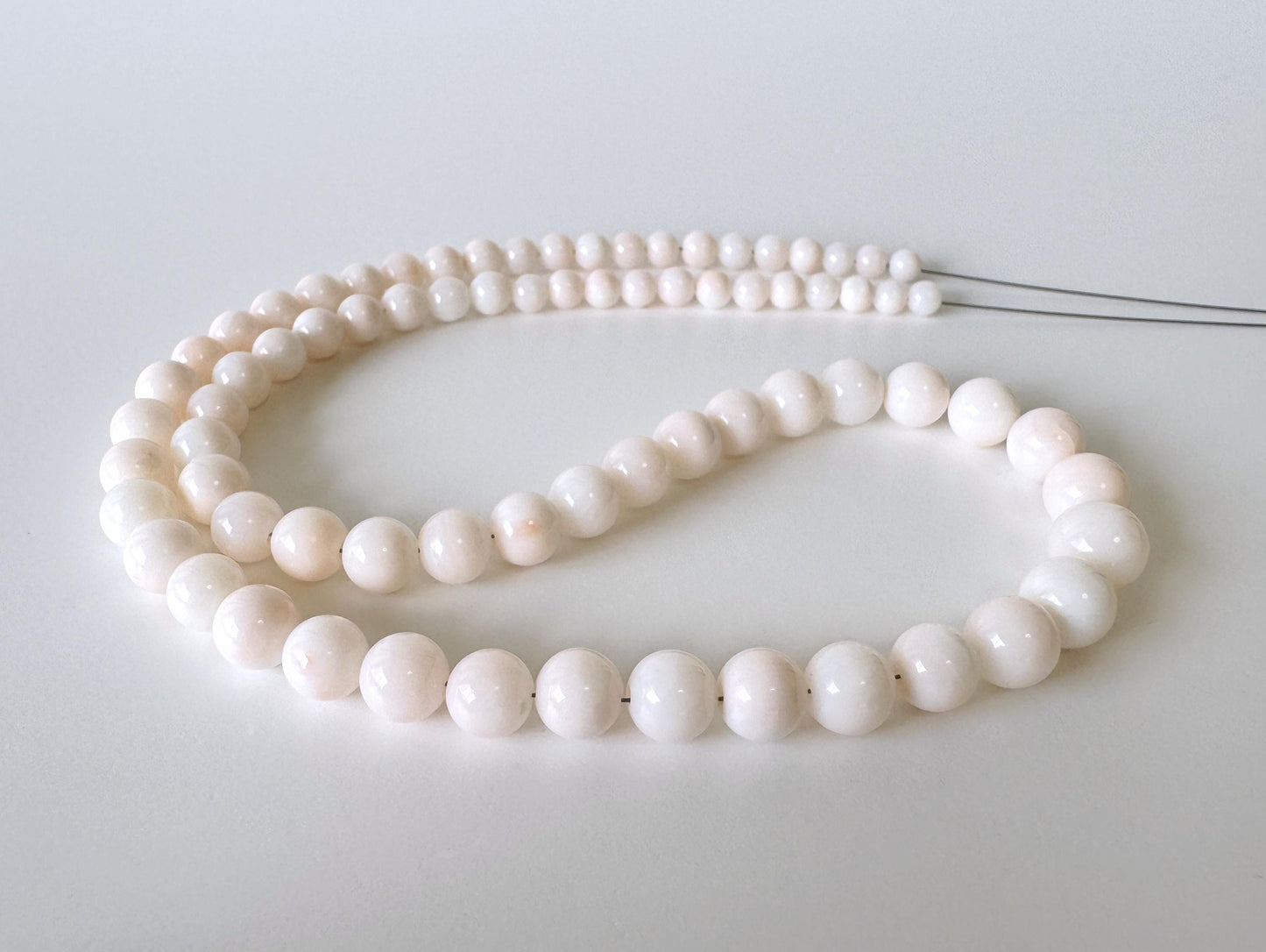 Natural Coral Strand - Deep Sea Midway White Round Beads - 4-8mm Size, 16in Length, Jewelry Making Supplies