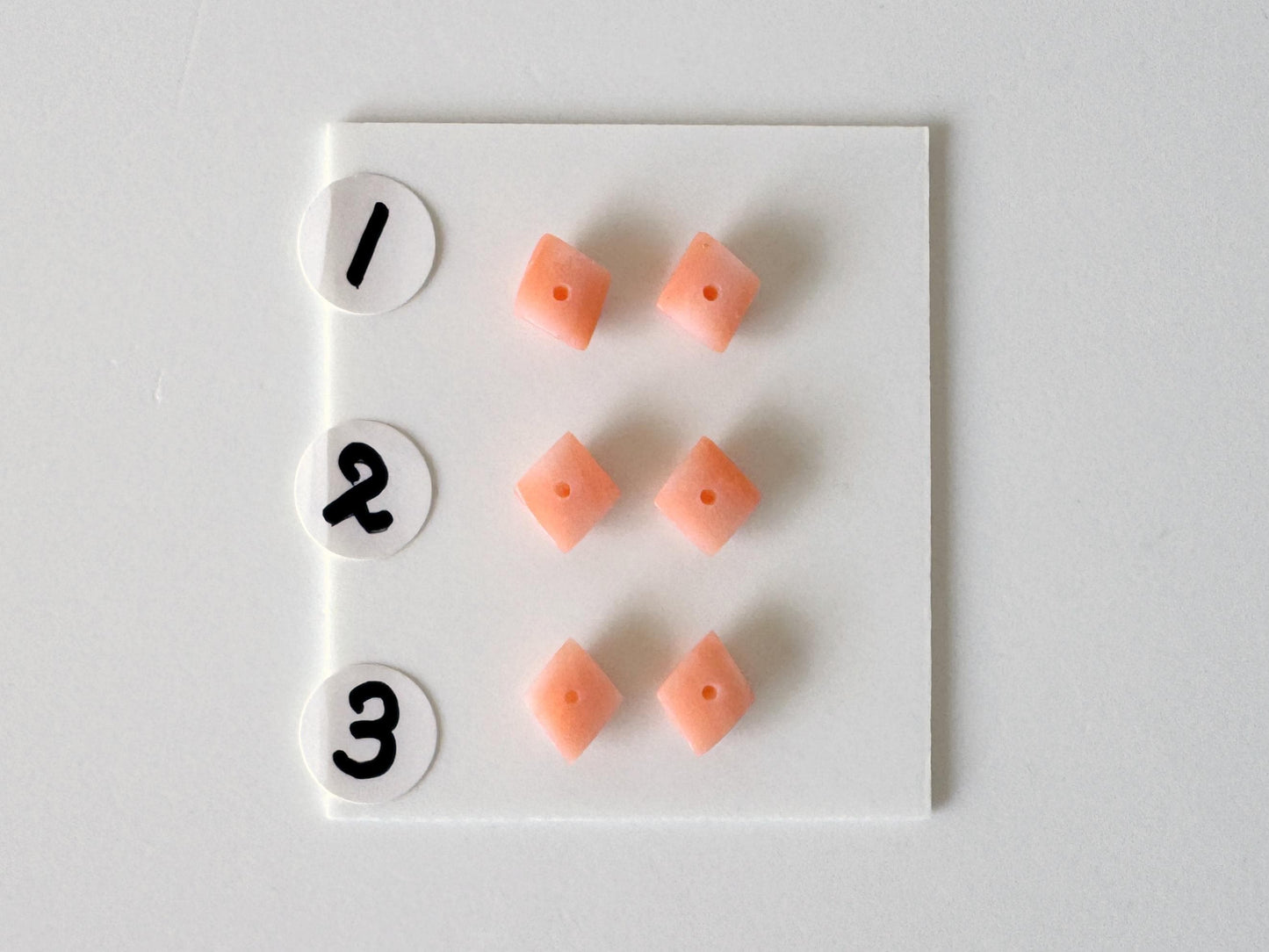 Deep Sea Coral Rhombus Cabochon | Pink-Orange Tone | Back Hole | 6.5-7X5.5-6mm Pair | Jewelry Supplies