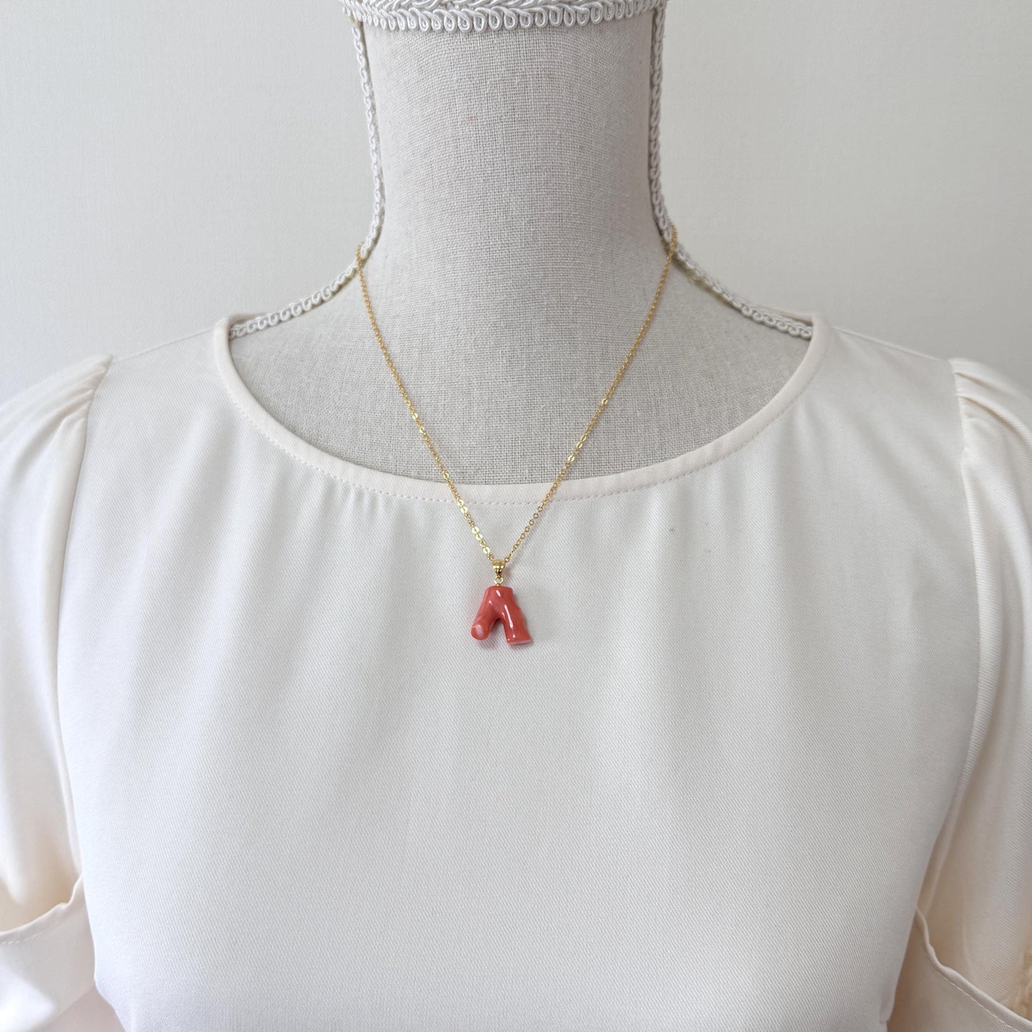 Natural Momo Coral Branch Pendant: Gold-Plated Silver Bail, 18mm