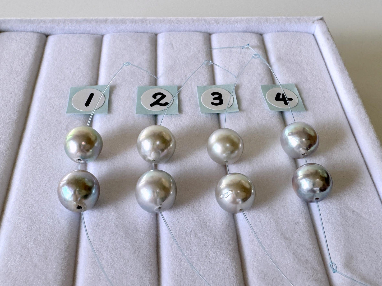 Japanese Akoya Pearl Beads - Natural Blue Silver Color, 8-8.5mm Cultured Saltwater Pearls, Mini Strand, Jewelry Supplies, 2 Pcs