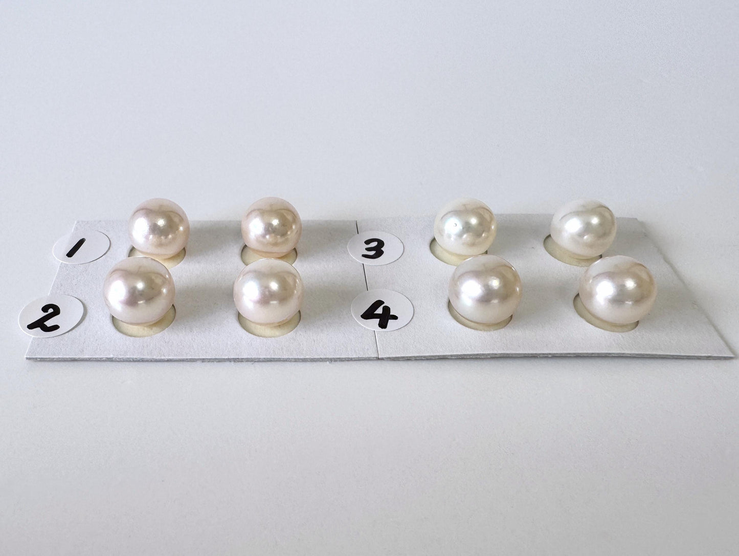 Akoya Pearl Pair Half Drilled Beads, 8.5-9mm Round White Pink Overtone (Saltwater Cultured, Jewelry Supplies)