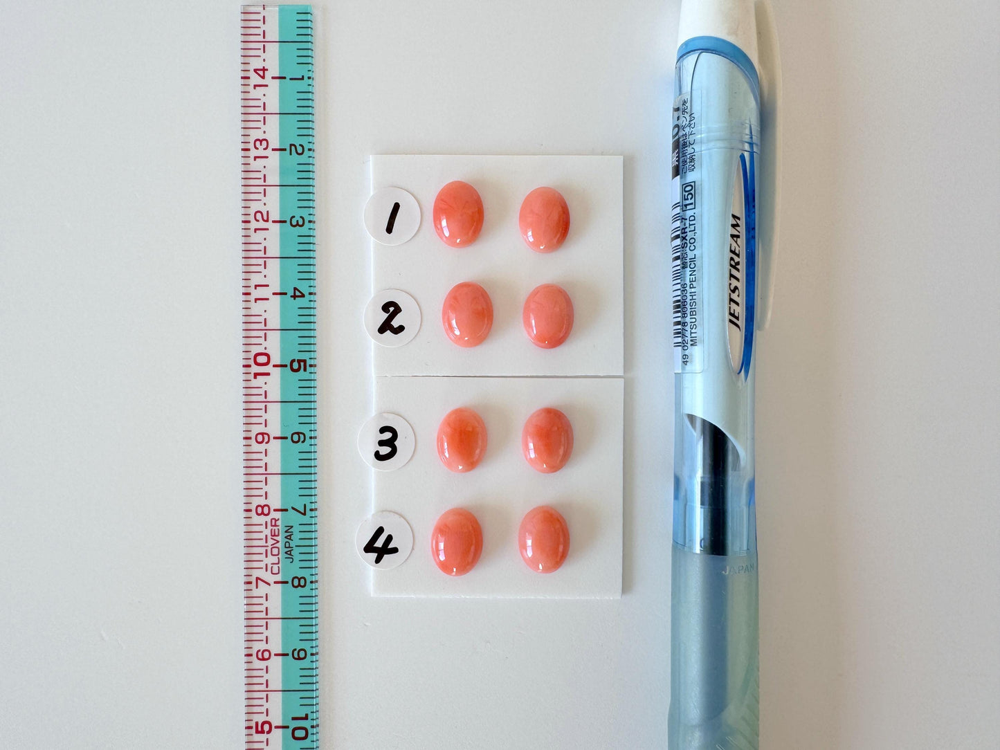 Deep Sea Coral Cabochons: Natural Orange/Pink Oval Gemstones, 9x7mm (Pair)