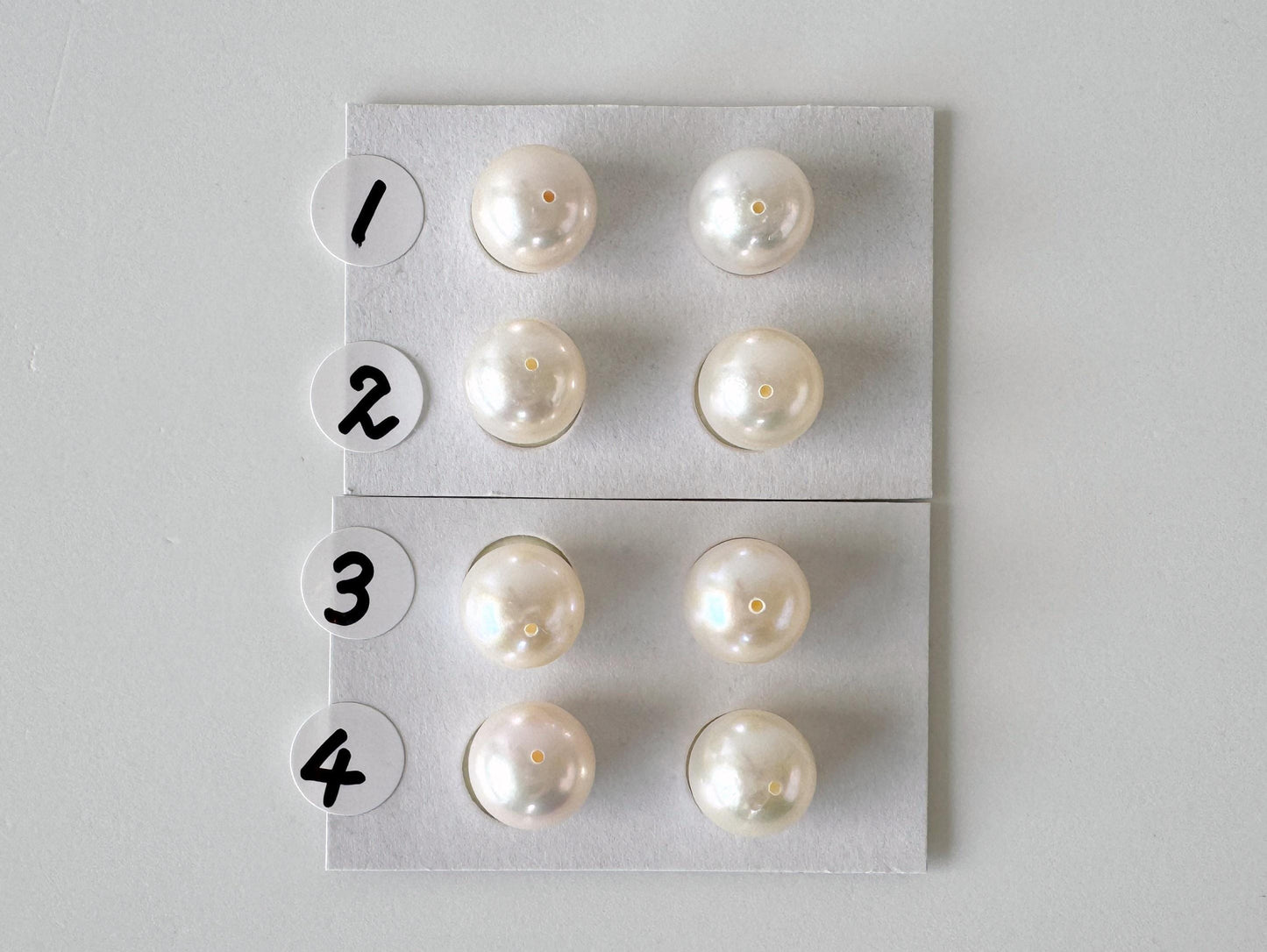 Japanese White Akoya Cultured Pearl 8.5-9mm, Genuine Akoya Pearl, Half-Drilled Round loose, Price per Pair, Salt water pearl
