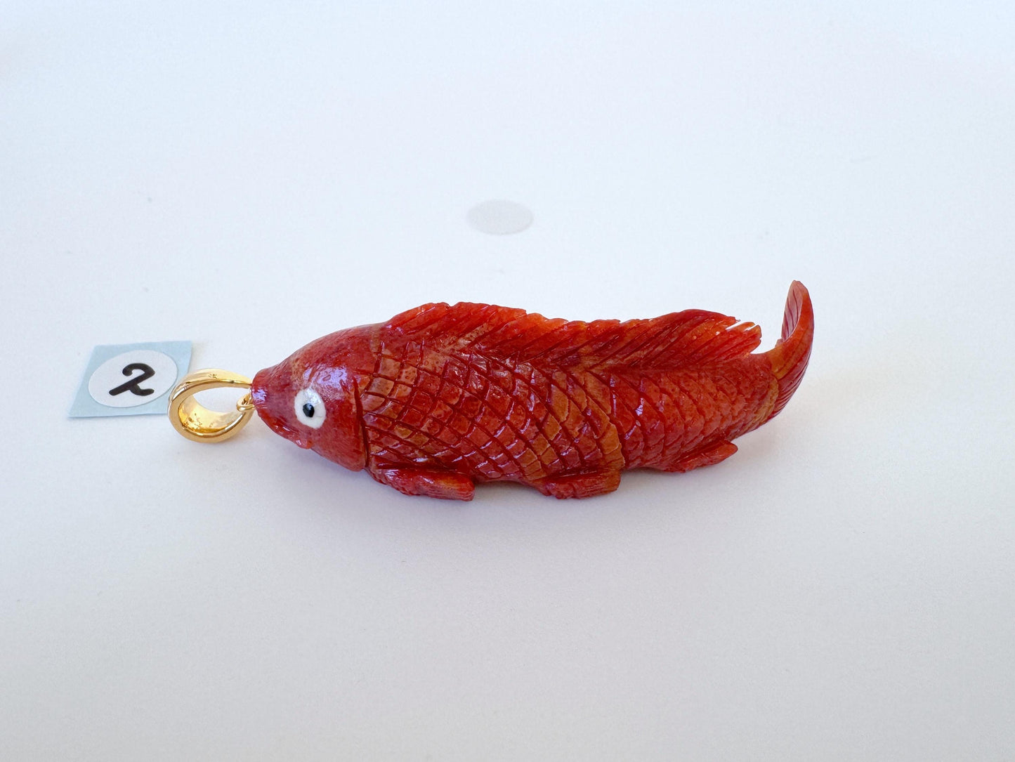 Sponge Coral Carp Pendant: 45-47mm Brass Bail