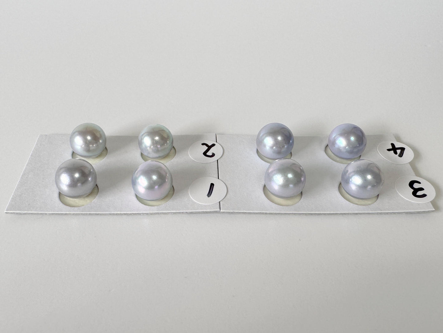 Japanese Blue/Silver (Treated) Akoya Pearl 8-8.5mm, Half-Drilled loose, Price per pair, Salt water pearl