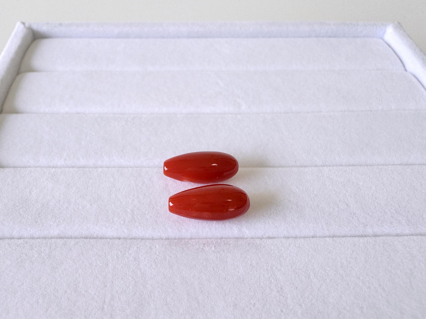 Japanese Red Coral | Small Drop Pair | Drilled Top Hole | Natural Aka Coral Jewelry Supplies
