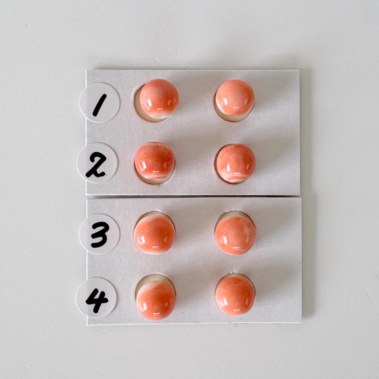 7.5-7.9mm Full-hole Natural Momo Coral Semi-Round Loose, Orange coral, for earring sets, natural color, price per pair, For jewelry making