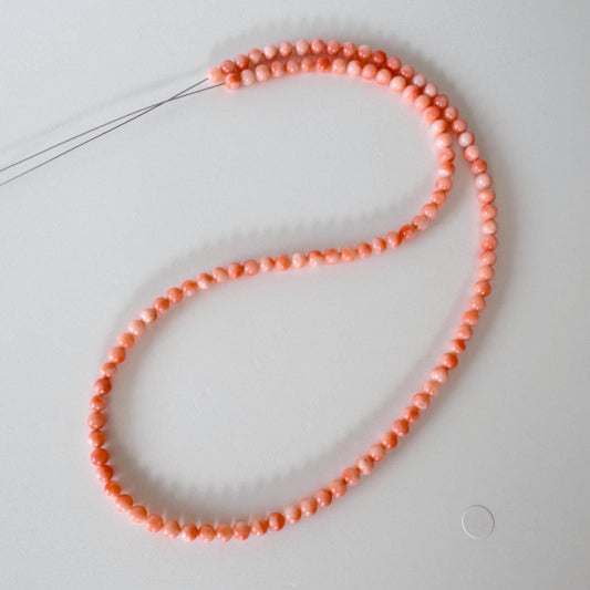 Natural Deep Sea Coral Strand Beads: Pink Orange Round, Genuine 4.5mm, Jewelry Making Supplies | 49cm Length, Craft Use