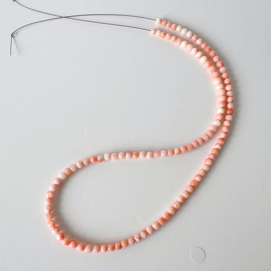 Natural Coral Strand Semi-Round Beads, Pink Orange (3.6-4.1mm, 42cm Length, Genuine Deep Sea Coral)