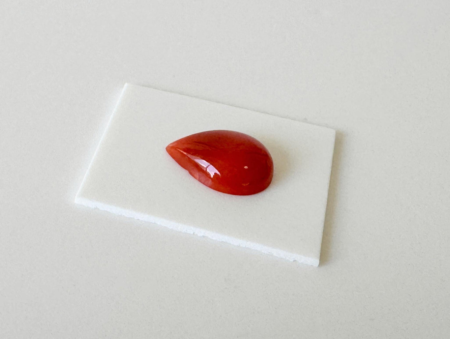 Red Coral Cabochon, Japanese Aka Coral Pear Shape Gemstone | Natural | 11.7X8.3Mm | Jewelry Making, Drilled Back