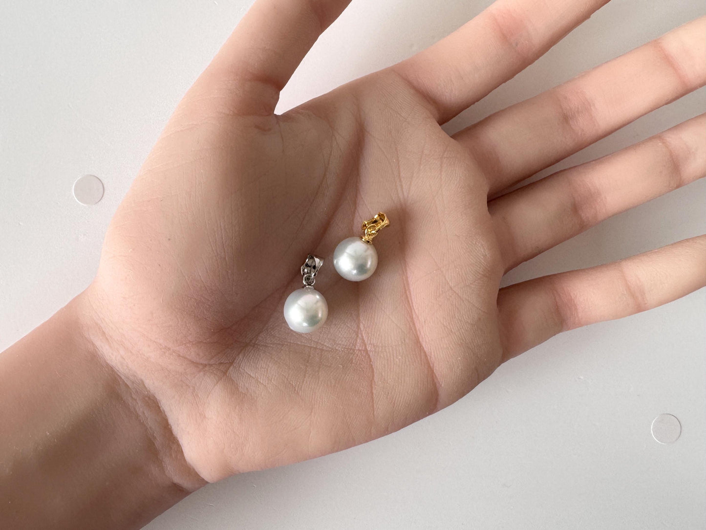 Japanese Natural Light Blue Color Akoya Pearl Pendant, 9.5mm, Silver 925 Bail, Genuine Akoya Pearl, Salt water cultured pearl