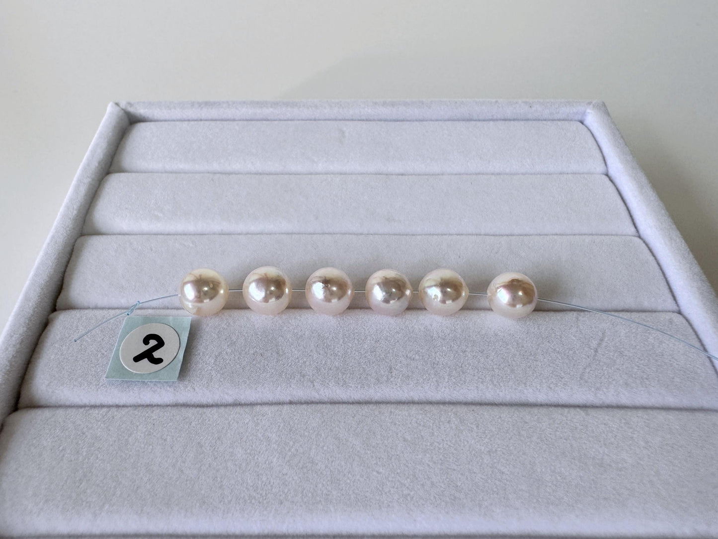 Japanese White/Pink Akoya Pearl Beads, 6.5-7mm, Mini Strand, Short Strand, 6 Pieces, Genuine Akoya Pearl, Cultured in Sea Water