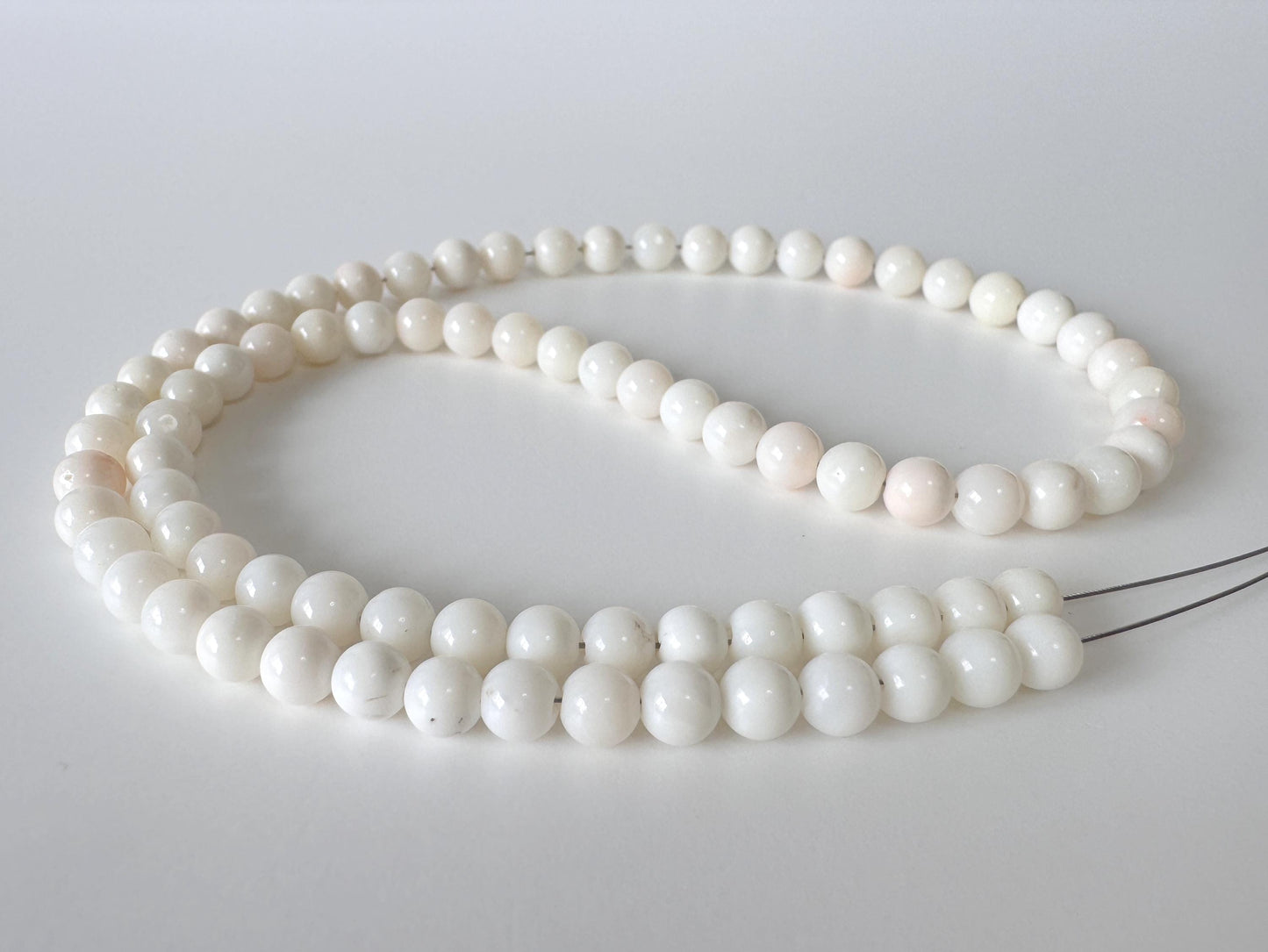 Natural Coral Strand Round Beads: White Coral, 5-6mm, 42cm Length | Genuine, Craft Supplies, Jewelry Making