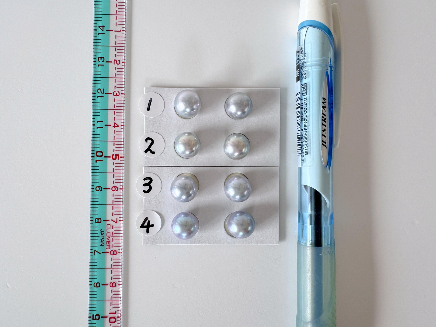 Japanese Blue/Silver (Treated) Akoya Pearl 8-8.5mm, Half-Drilled loose, Price per pair, Salt water pearl