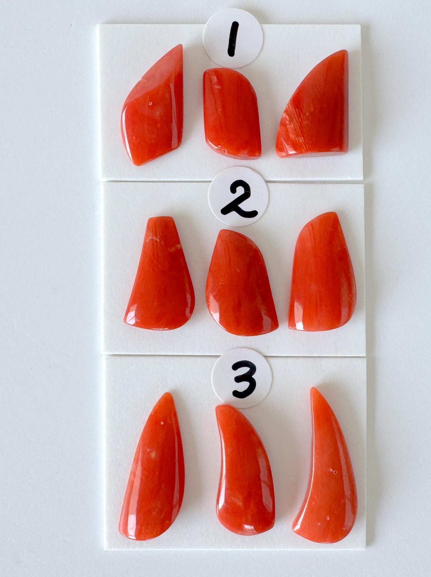 Red Coral Loose Gemstones Natural Set, Mediterranean Red Coral Pieces (3pcs, Undrilled, Organic Shapes for Jewelry)