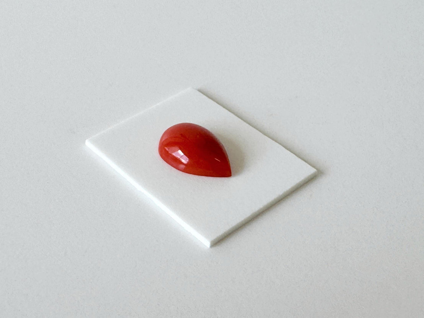 Japanese Red Coral Cabochon | Pear Shape Gemstone | Natural Loose Aka Coral, 11.8X8.3Mm, Drilled Back