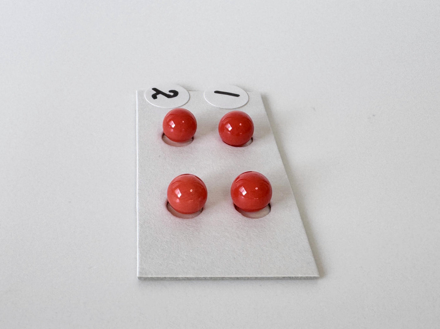 Natural Mediterranean Red Coral Round Loose 5.5-5.7mm with half-drilled hole, for Jewelry Making, Natural Color, Price per Pair