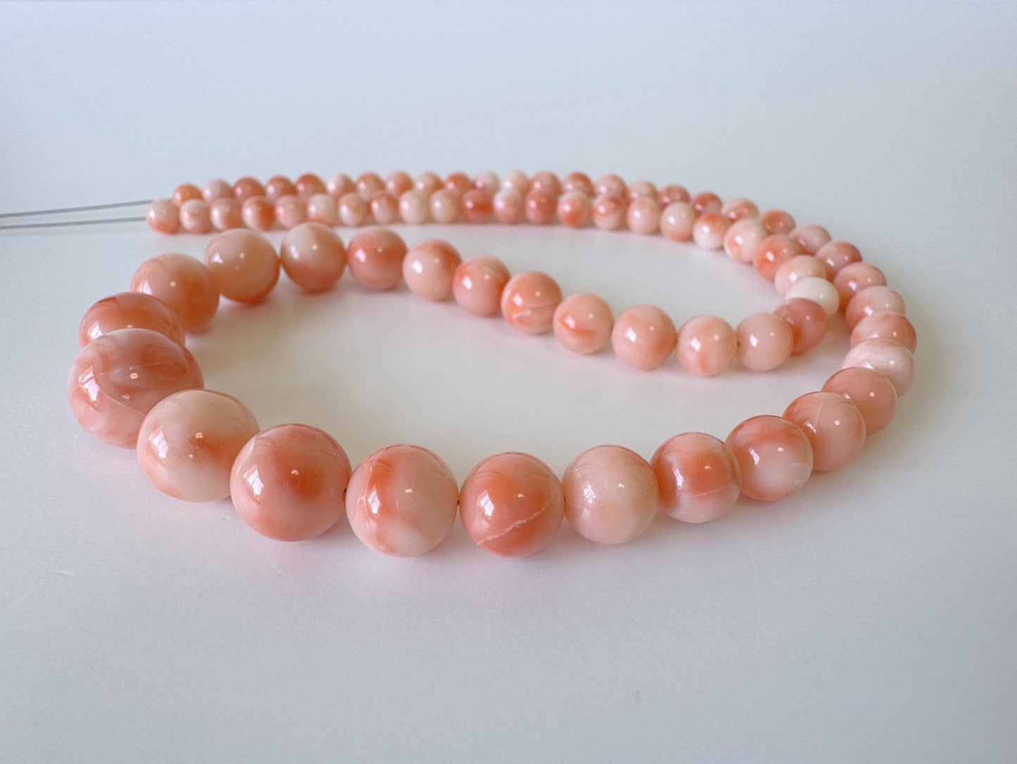 Natural Deep Sea Coral 4.5-11mm Round Beads Strand, Genuine Natural Pink / Orange Color, 41cm, 16in, For Jewelry Making