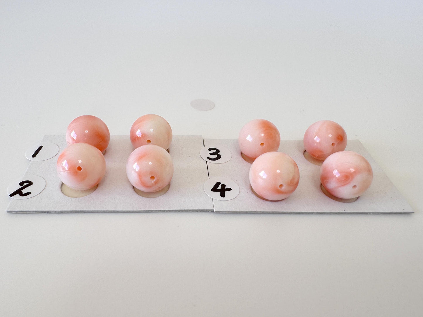 Natural Deep Sea Coral Beads: 10mm Round Full Hole Pair