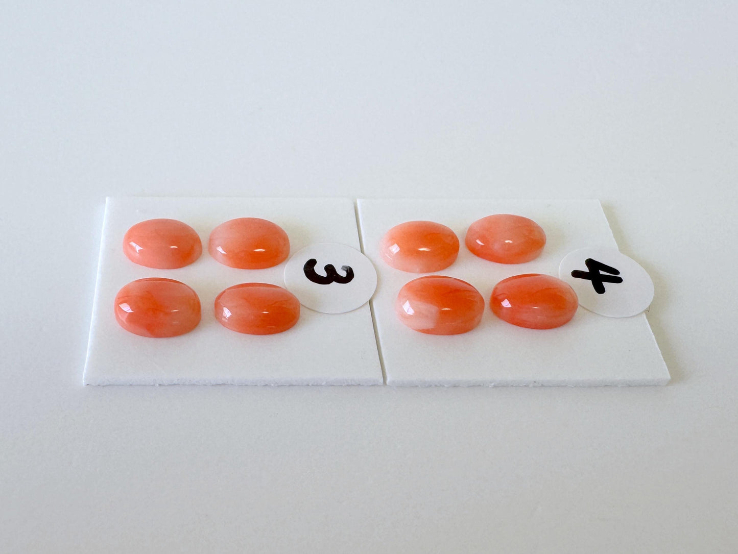 Deep Sea Coral Cabochons Natural Pink Orange Ovals, 7x5mm (Set of 4, Real Coral, Jewelry Supplies)