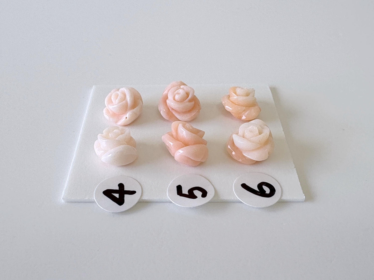 Natural Deep Sea Coral Rose Carvings 8-10mm, Pink Coral Roses, Natural color, Price per Pair, For Studs and Earrings, For Jewelry Making