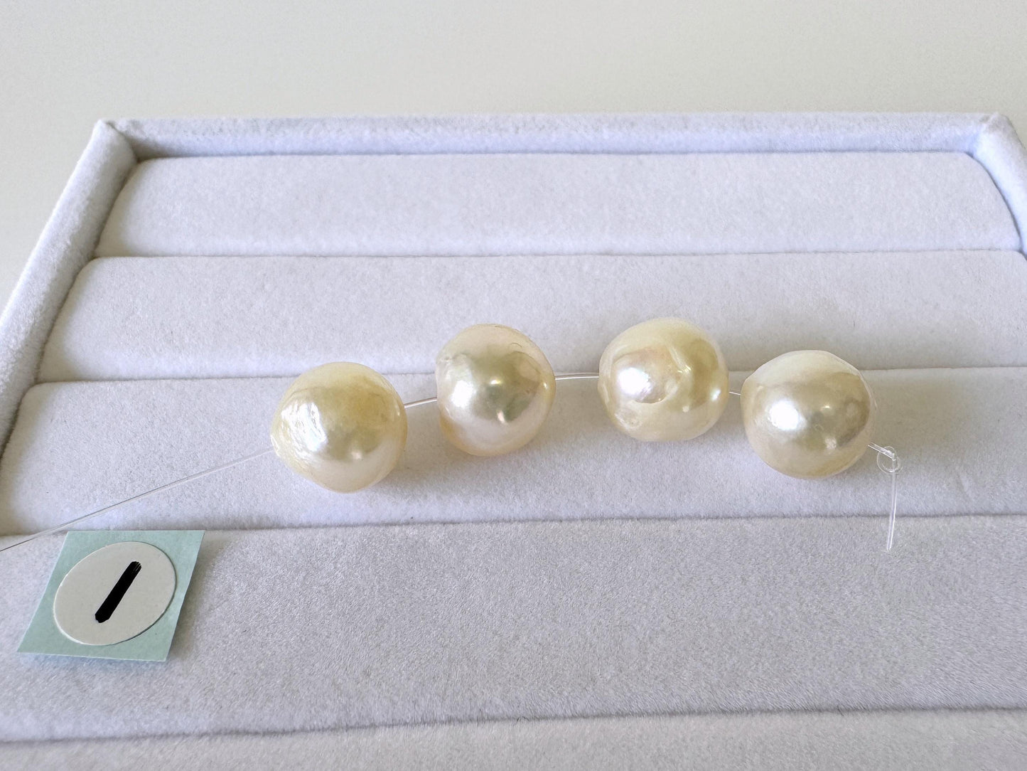 Japanese Akoya Pearl Beads: Cream White Semi-Baroque Cultured Pearls (9.5-9.9mm, Mini Strand, 4 Pieces, Genuine)
