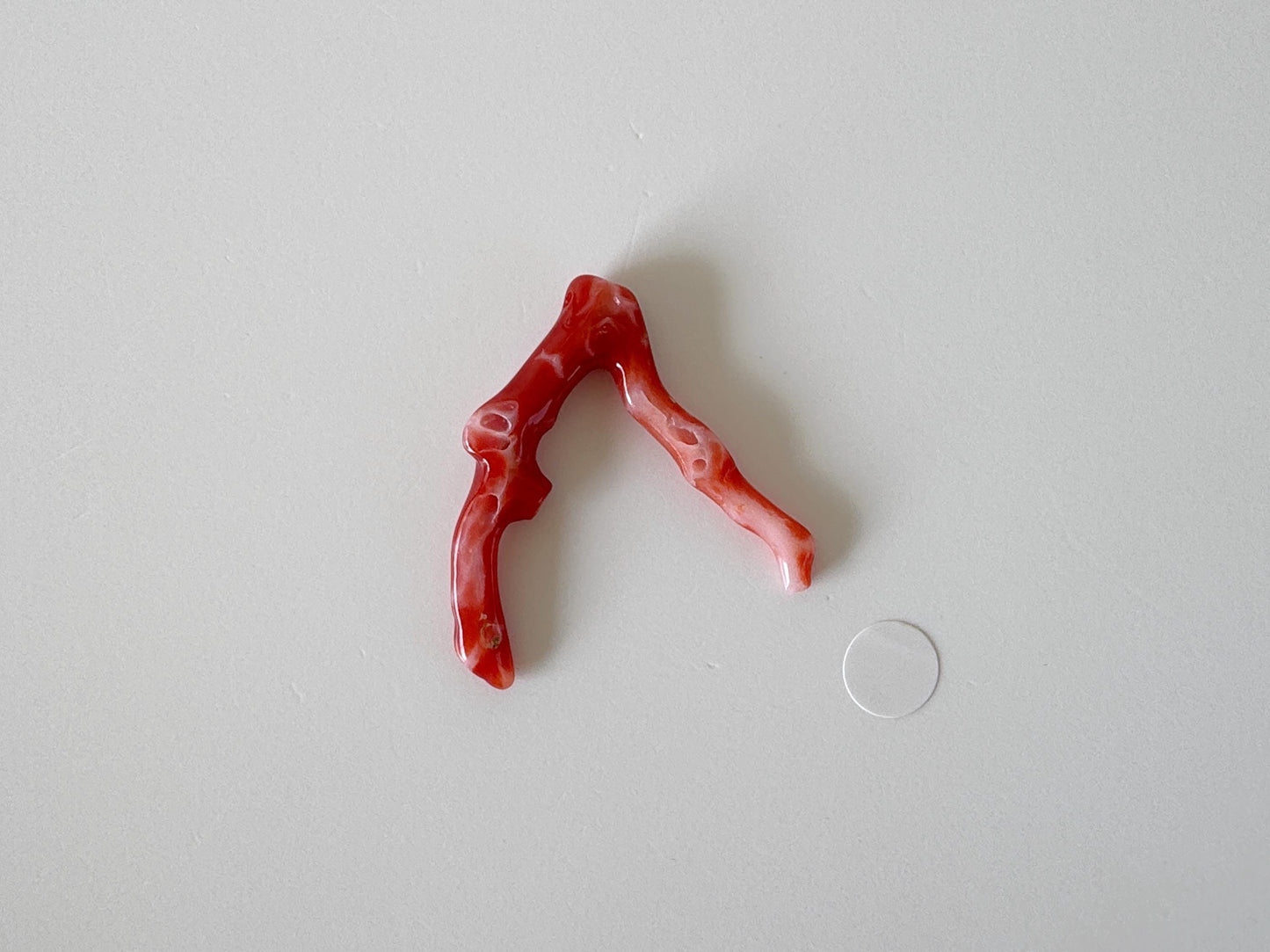 Japanese red(Aka) coral branch, 30mm, side full hole, natural red color coral for jewelry making