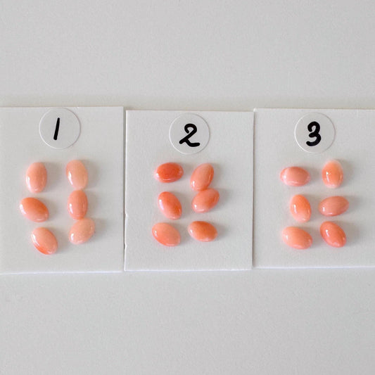 Deep Sea Coral Cabochons: Natural Pink Orange Oval - 6x4mm Gemstones, Set of 6, Jewelry Making Supplies