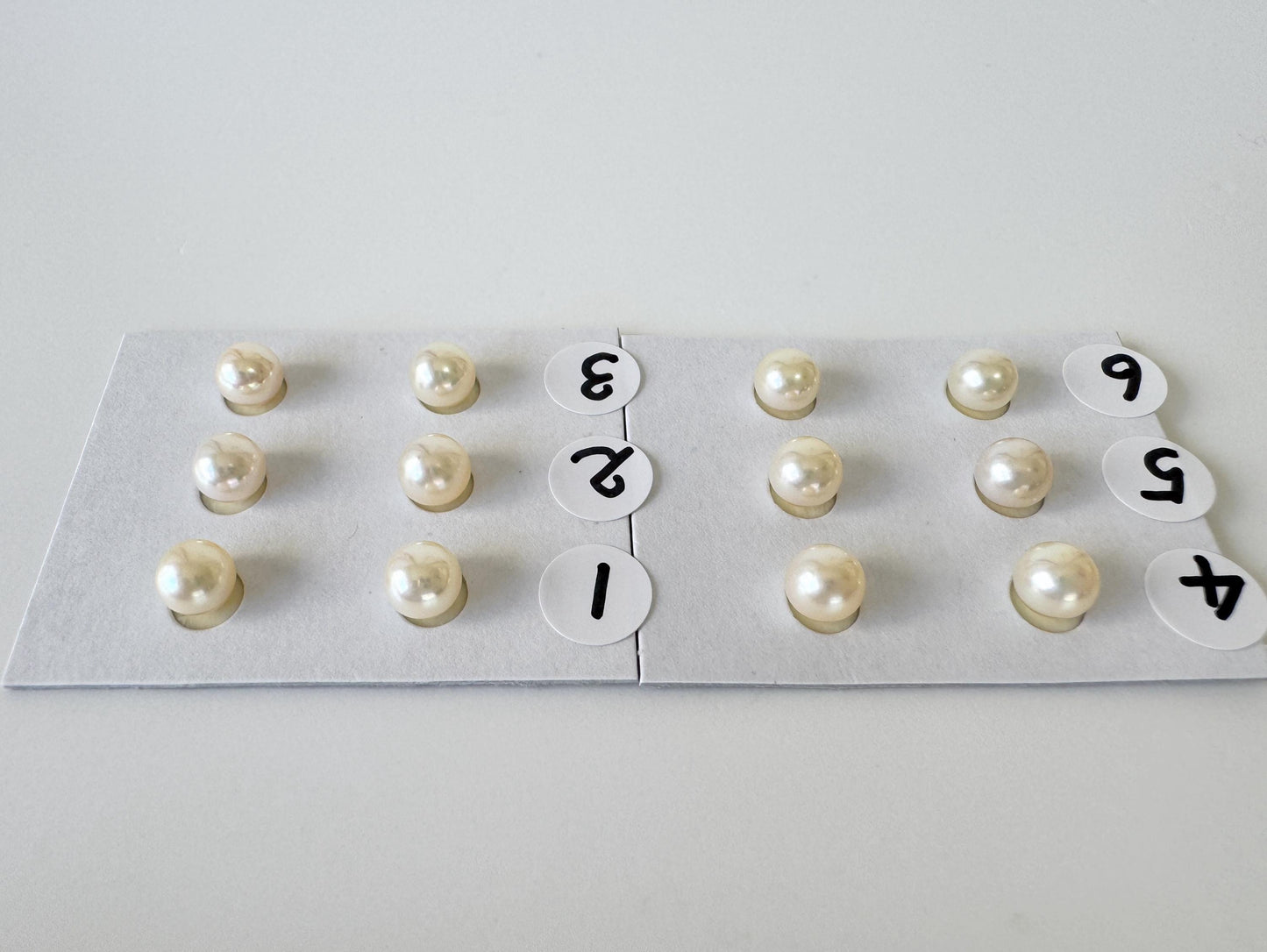 Akoya Pearl Pair: 5-5.5mm Half-Drilled Round, White Cultured Pearls | Salt Water, Genuine, Craft Beads | Jewelry Making Supplies