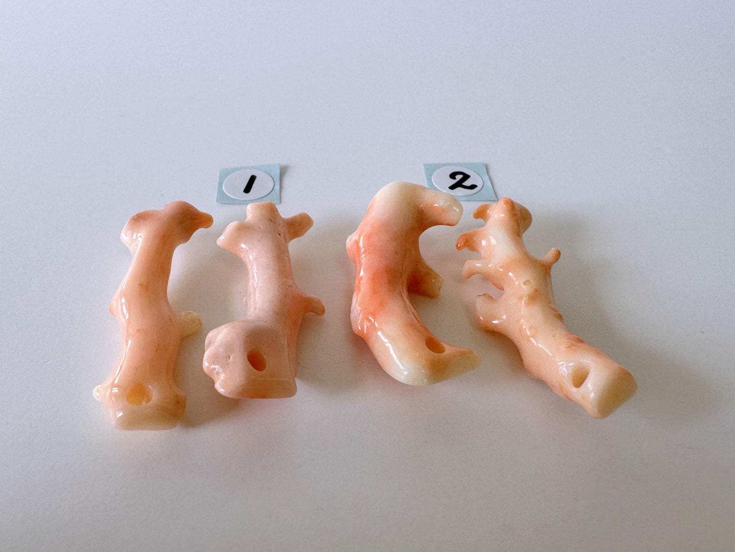 Pink Coral Branch Natural Deep Sea, Genuine Coral (Loose Set of 2, 30-35mm, Drilled Holes, Jewelry Supplies)