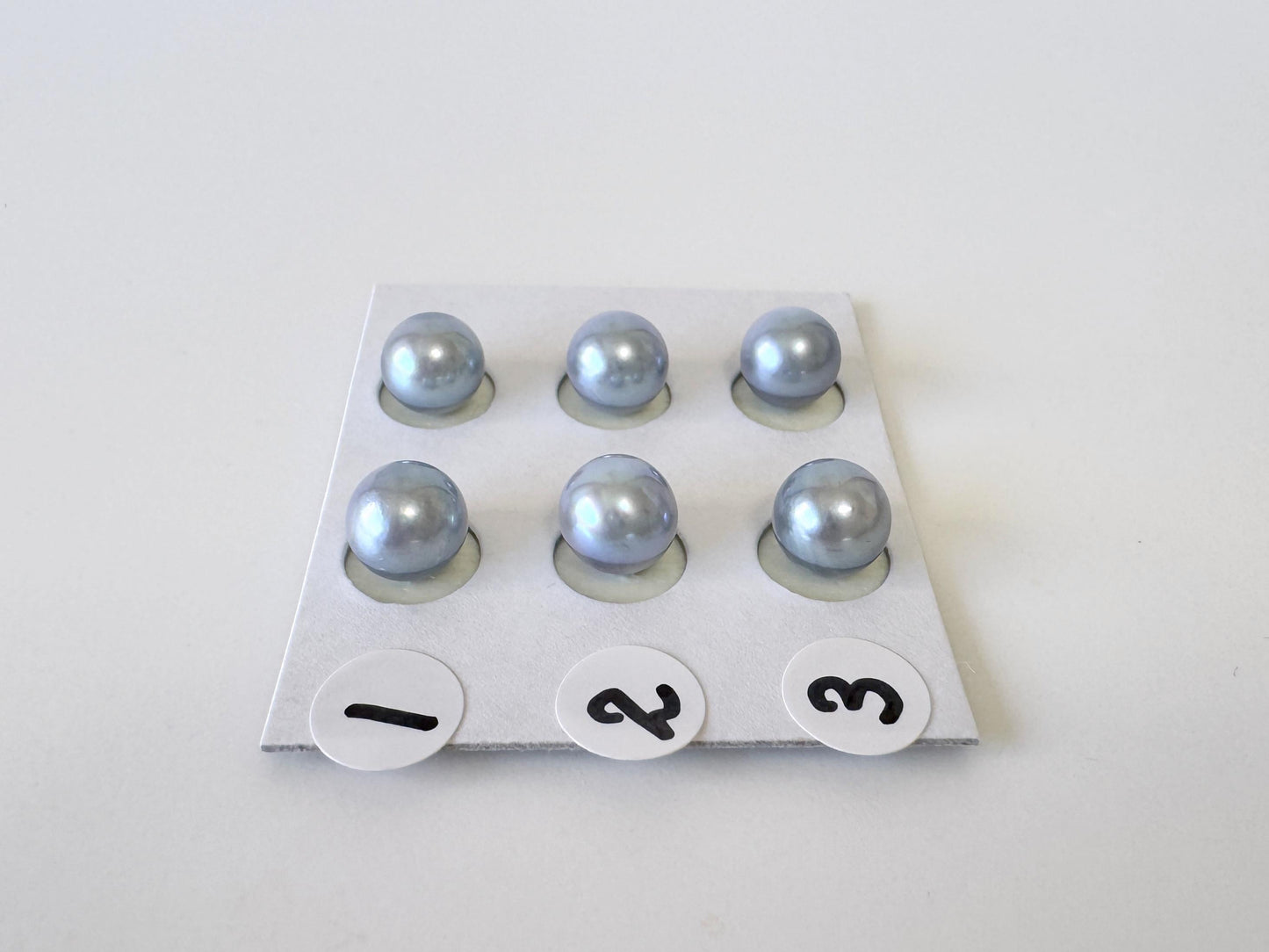Japanese Blue/Silver (Treated) Akoya Pearl 7-7.5mm, Half-Drilled loose, Price per pair, Salt water pearl