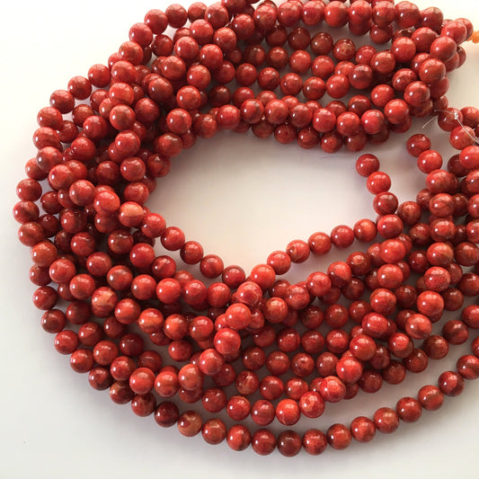 Natural sponge coral 9-9.5mm strands, Red-bright red color, 15.7inches, 40cm, Natural apple coral strands, Wholesale, Price per strand