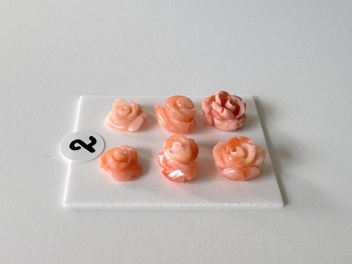 Pink Coral Rose Carvings Handmade Beads, Natural Deep Sea Coral (Value Priced Set, Drilled Holes, 6pcs 7-9mm)