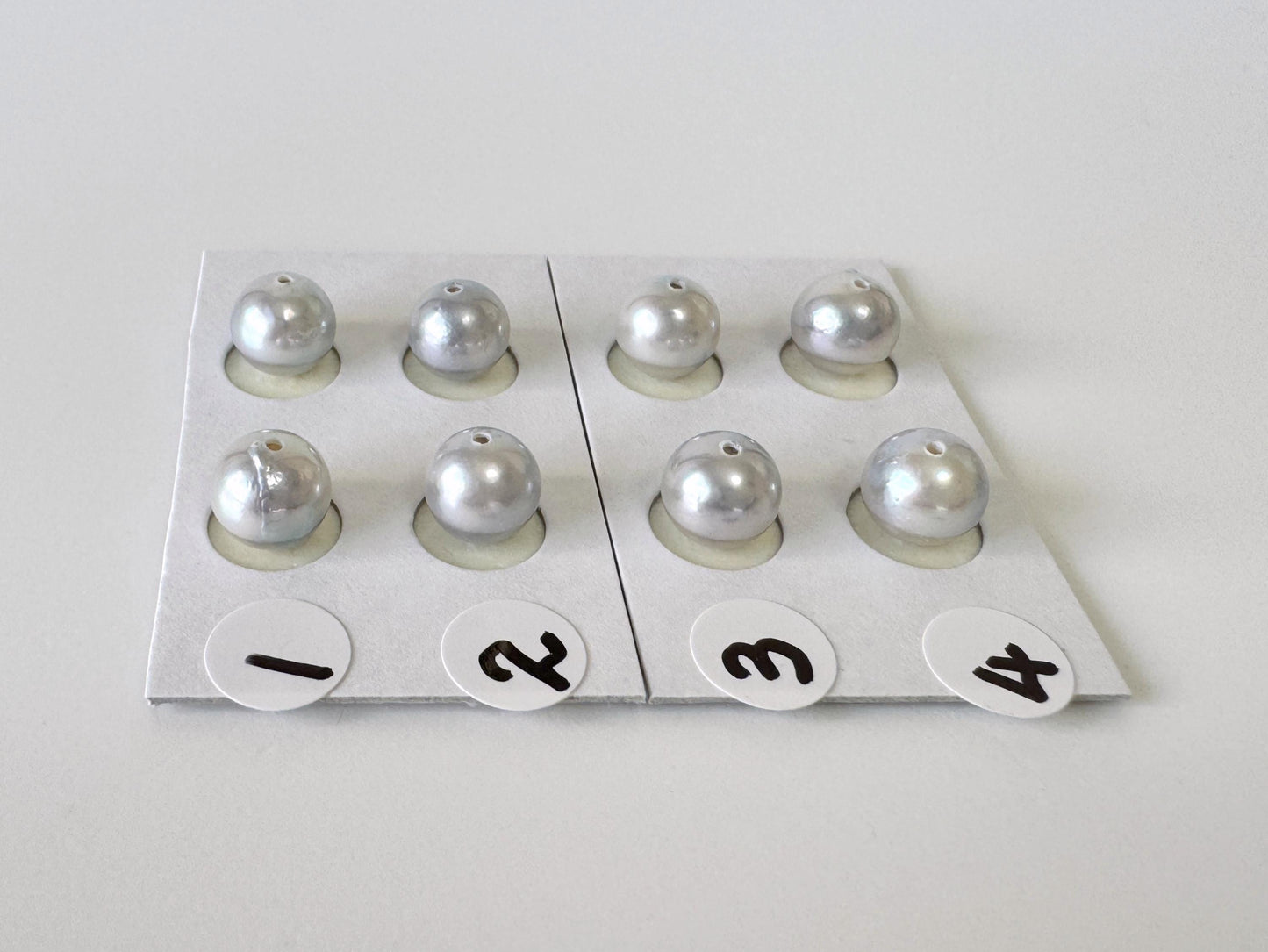 Akoya Pearls Loose Natural Blue/Silver Half-Drilled: 7-7.5mm, Japanese Cultured Saltwater Beads, Pair Pricing | Jewelry Supplies