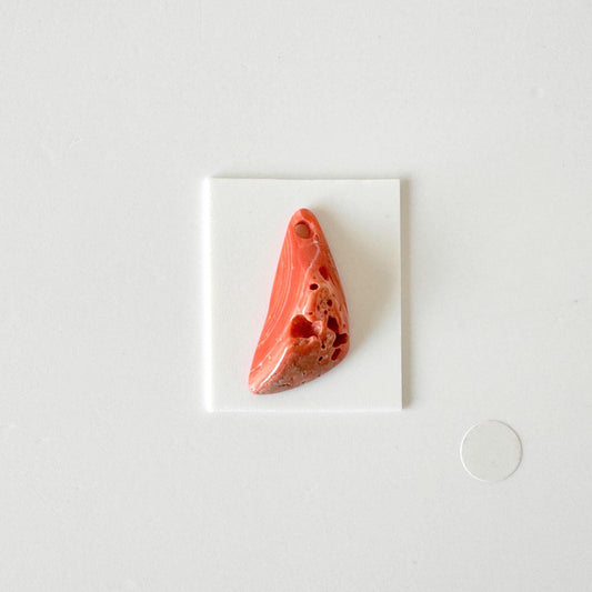 Momo Coral Unique Triangle Shape Loose, Natural Orange Color (24.2x11.3mm, Genuine Coral, Jewelry Supplies)
