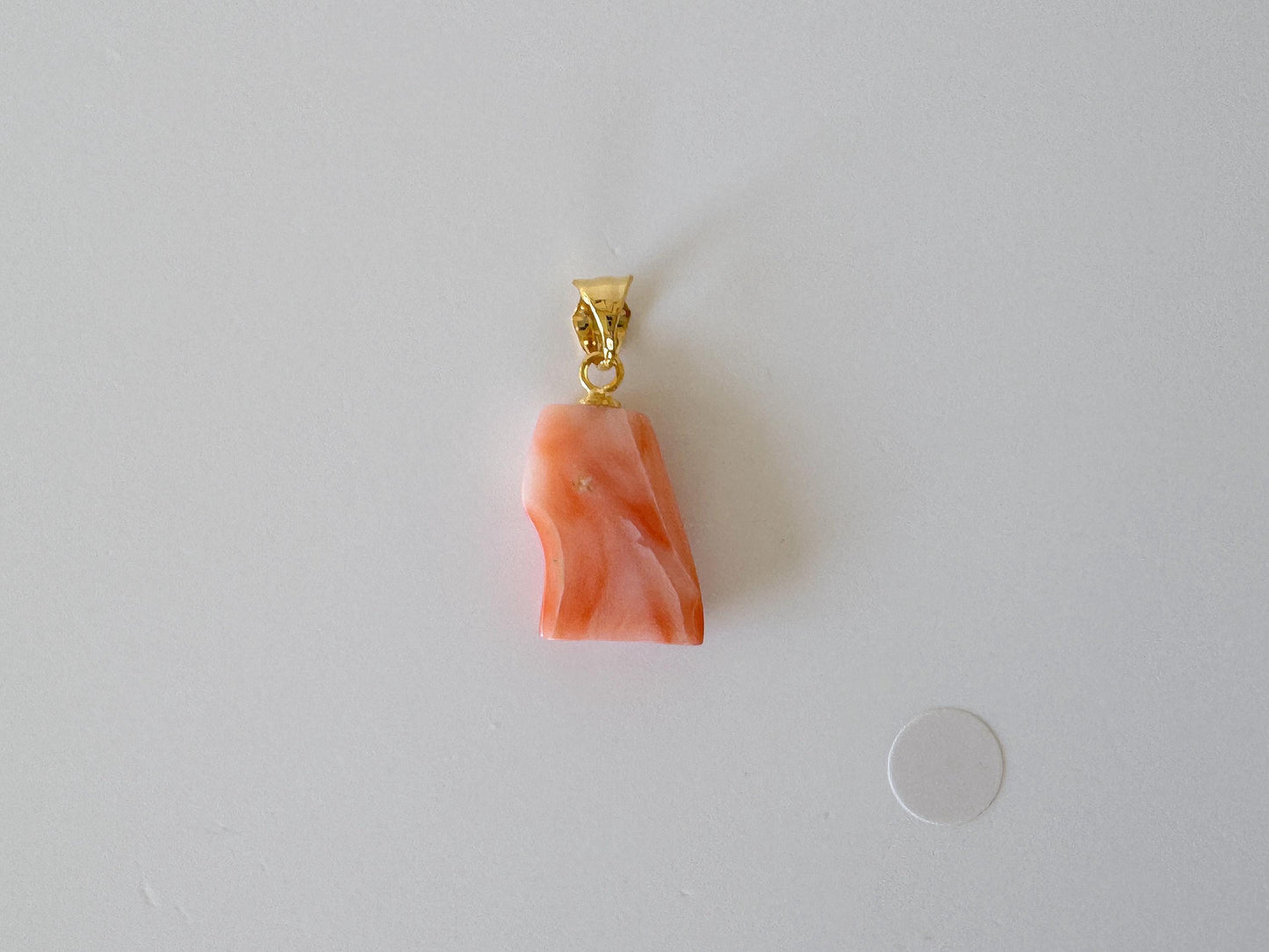 Natural Deep Sea Coral Unique Shaped Pendant, 15.6x10.8mm, Natural Pink/Orange color coral, Silver (Gold-Plated) bail