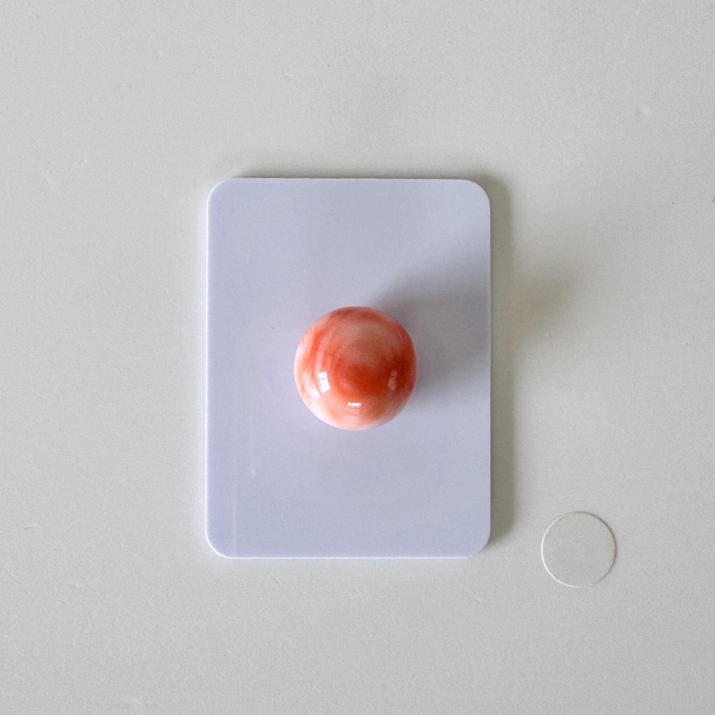 Deep Sea Coral Round Bead - Pink Orange Half-Drilled Loose Gem - 12.4mm Diameter, Natural Jewelry Supply
