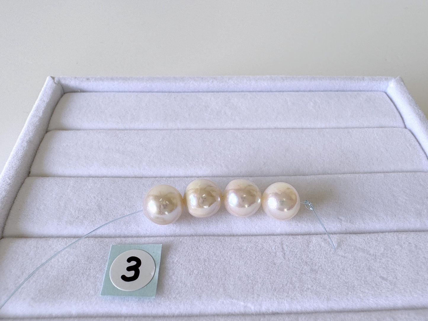 Japanese White Akoya Pearl Beads, 7.5-8mm, Mini Strand, Short Strand, 4 Pieces, Genuine Akoya Pearl, Cultured in Sea Water