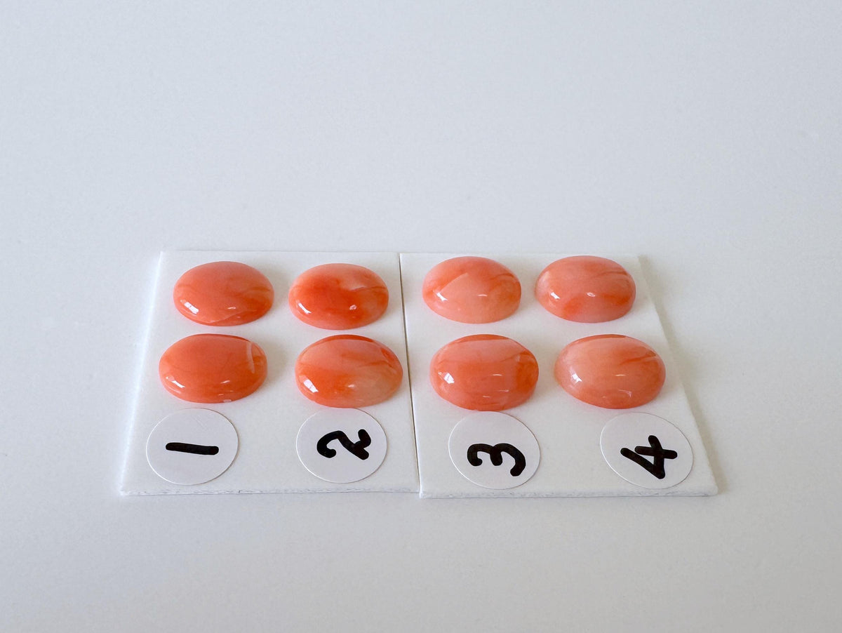 Deep Sea Coral Cabochons: Natural Orange/Pink Oval Gemstones, 10x8mm (2 pcs), Value Priced for Reason of Natural Defects
