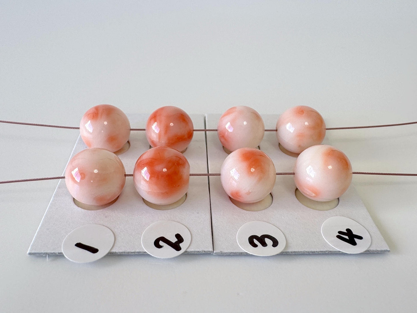 10-10.5mm Full Hole Natural Deep Sea Coral round loose, for earring sets or pendant, For Jewelry making, price per pair,  Natural Color
